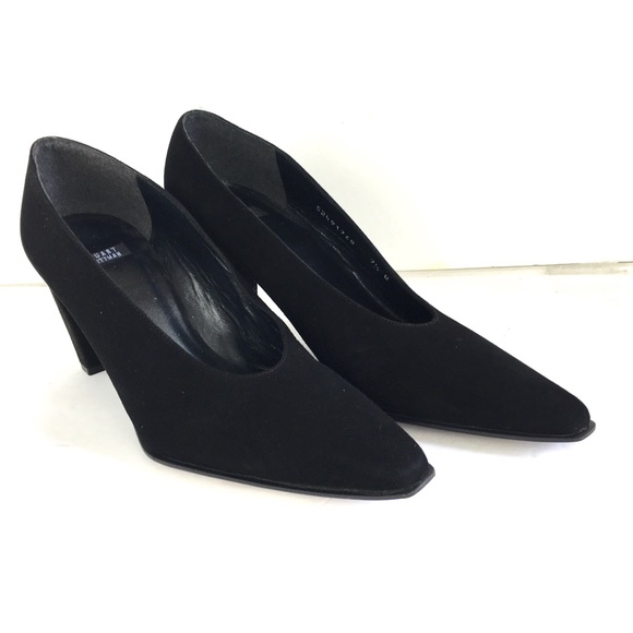 NEW Stuart Weitzman Black Suede Pumps Size 7.5 B - Picture 2 of 11